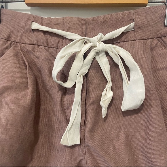 Wilfred | Aritzia Tan/Mauve Allegra Mid-Rise Linen 2" Inseam Shorts Size 2 - Picture 2 of 7